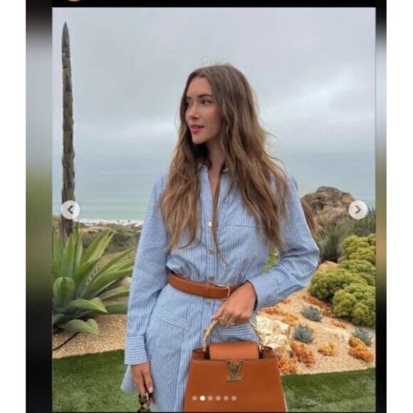 Maje Blue and White Striped Shirt Dress Medium (38) - Picture 9 of 12